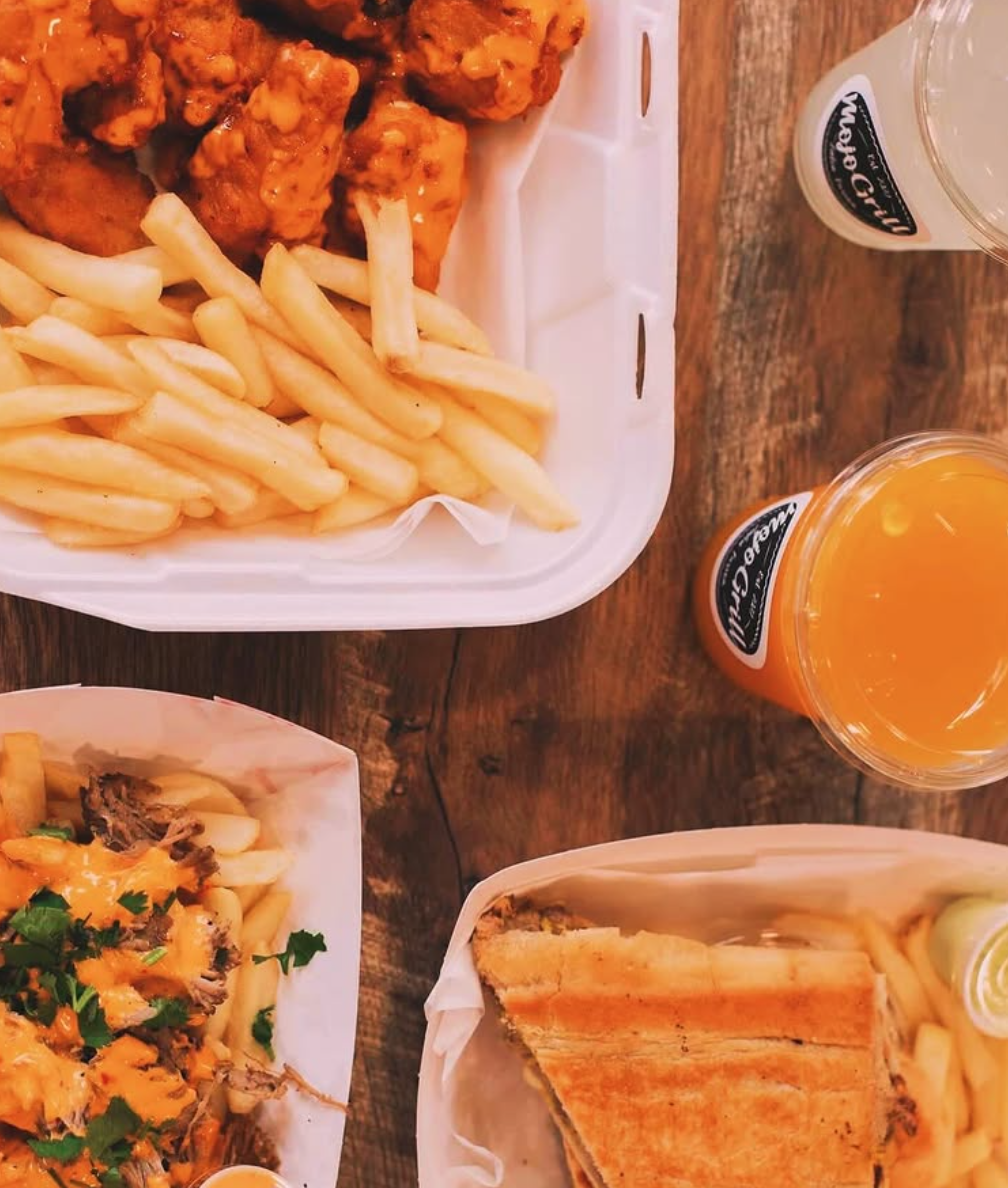 Buffalo wings, fries, ropa vieja cheese fries and Cuban sandwich spread